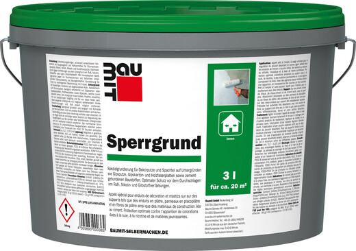 Der Baumit Sperrgrund ist im 3 Liter Eimer erhältlich mit neuer Rezeptur.