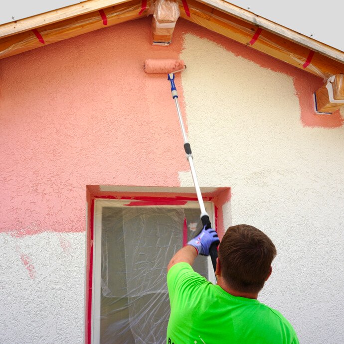 Arbeitssicherheit beim Fassade streichen