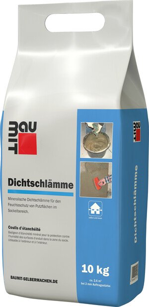 Die Baumit Dichtschlämme ist im 10 kg Foliensack erhältlich.